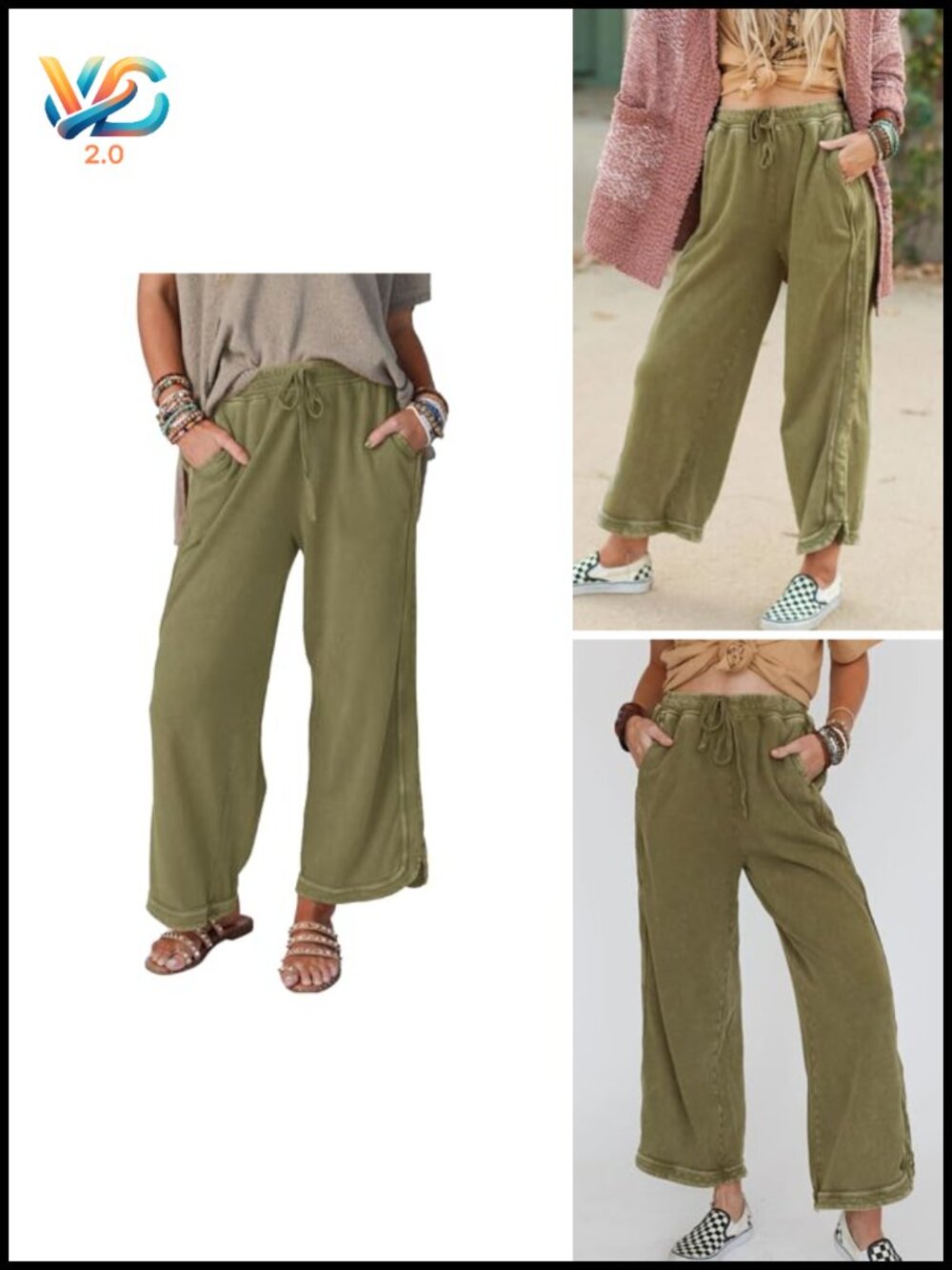 Wide Leg Sweatpants High Waist Drawstring Baggy Pockets